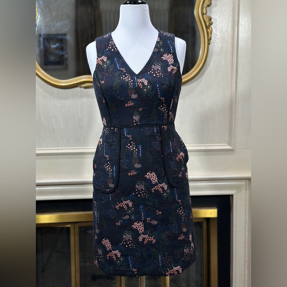 Ann Taylor Navy Mini Dress with Pink and Green Floral Print